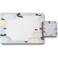 Benjamin Tate Design pastel colour flowers placemat coaster set in Natural