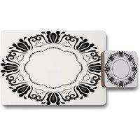 Benjamin Tate Design decorative floral element placemat coaster set in Natural