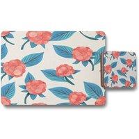 Benjamin Tate Design watercolour floral pattern placemat coaster set in Natural