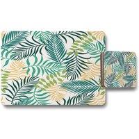 Benjamin Tate Design tropical palm leaves placemat coaster set in Natural