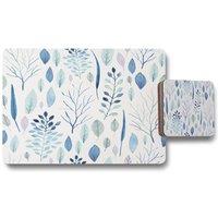 Benjamin Tate Design winter branches leaves placemat coaster set in Natural