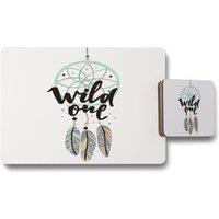 Benjamin Tate Design cute print in boho style placemat coaster set in Natural