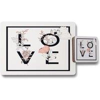 Benjamin Tate Design love placemat coaster set in Natural