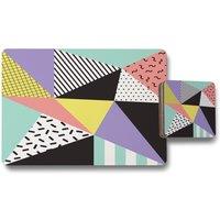 Benjamin Tate Design retro themed geometrics placemat coaster set in Natural
