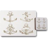 Benjamin Tate Design drawn anchors placemat coaster set in Natural