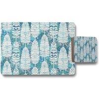 Benjamin Tate Design tribal art animal placemat coaster set in Natural