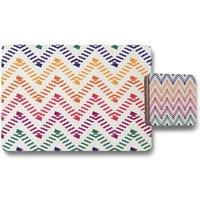 Benjamin Tate Design freehand horizontal zigzag & chevron stripes placemat coaster set in Natural