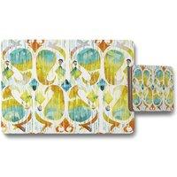 Benjamin Tate Design ikat vibrant placemat coaster set in Natural