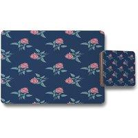 Benjamin Tate Design roses spots print placemat coaster set in Natural