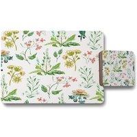 Benjamin Tate Design watercolour leaves flowers placemat coaster set in Natural