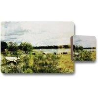 Benjamin Tate Design vintage cow placemat coaster set in Natural