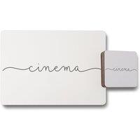 Benjamin Tate Design text cinema placemat coaster set in Natural