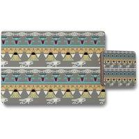 Benjamin Tate Design tribal art egyptian vintage ethnic silhouettes placemat coaster set in Natural
