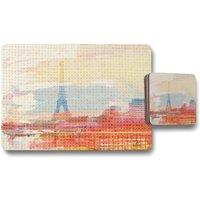 Benjamin Tate Design hessian paris placemat coaster set in Natural