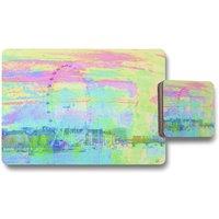 Benjamin Tate Design fuzzy london placemat coaster set in Natural