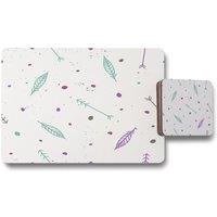 Benjamin Tate Design cute cartoon seamless vector pattern with feathers & arrows in boho style placemat coaster set in Natural