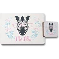 Benjamin Tate Design hello zebra placemat coaster set in Natural