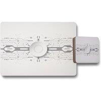Benjamin Tate Design concept with various technology elements placemat coaster set in Natural