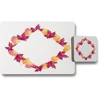 Benjamin Tate Design diamond autumn reath placemat coaster set in Natural