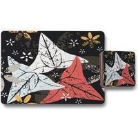 Benjamin Tate Design leaves & flowers autumn pattern placemat coaster set in Natural