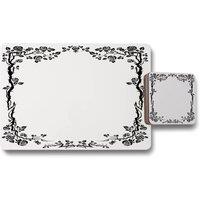 Benjamin Tate Design rose vine silhouette placemat coaster set in Natural