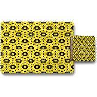 Benjamin Tate Design yellow black geometric pattern placemat coaster set in Natural
