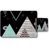 Benjamin Tate Design triangles circles zig zag patterns placemat coaster set in Natural