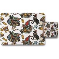Benjamin Tate Design queen cleopatra history background placemat coaster set in Natural