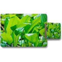 Benjamin Tate Design green leaf background abstract of nature placemat coaster set in Natural
