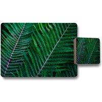 Benjamin Tate Design green leaves abstract flora texture placemat coaster set in Natural
