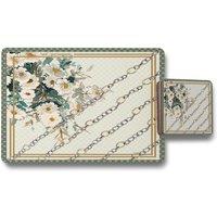 Benjamin Tate Design flowers chain links placemat coaster set in Natural