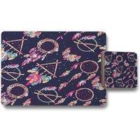 Benjamin Tate Design pattern with different dream catcher amulet placemat coaster set in Natural