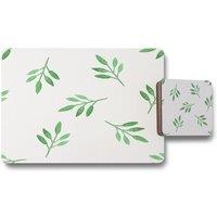 Benjamin Tate Design green leaf placemat coaster set in Natural