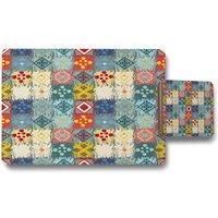 Benjamin Tate Design tribal art boho placemat coaster set in Natural