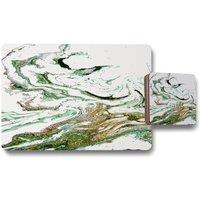 Benjamin Tate Design green gold marble placemat coaster set in Natural