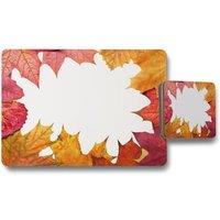 Benjamin Tate Design red autumn border placemat coaster set in Natural
