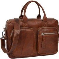 House of Leather Men's Mens Real Leather Briefcase Organiser Laptop Bag Mason Brown in Tan | Size: Large