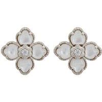 Latelita Women's Flower Clover Mother Of Pearl Stud Earrings Silver in White
