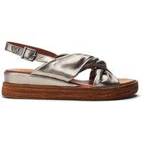 Moda In Pelle Women's 'Kalmia' Leather Flatforms in Metallic Silver | Size: 4