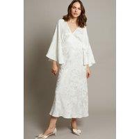 Monsoon Women's Clara Cape Satin Wedding Dress Ivory | Size: 18