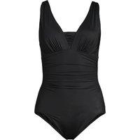 Lands' End Women's Grecian V-neck Slender Swimsuit - Mastectomy in Black | Size: 16