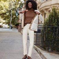 Lands' End Women's Plus Straight Leg Needlecord Jeans, Mid Rise in Ivory | Size: 14-16S