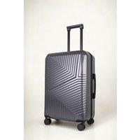 JLY Medium Suitcase 24' Inch Hard Shell Checked Luggage - Lightweight, Durable with Built-in Cupholder, TSA Lock, Dual Spinner Wheels in Dark Grey