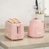 HOMCOM Kettle & Toaster Set 1.7L Kettle & 2 Slice Toaster Set in Light Pink