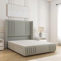 BSSPOKE Peyton Divan Bed Plush Velvet 54 Headboard & No Mattress No Drawers in Silver | Size: Double