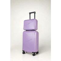 JLY 2 Piece Hard Shell Luggage Suitcase Set | Strap On Vanity Case + 20' inch Small Cabin Suitcase in Lilac