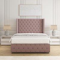 BSSPOKE Ruby Divan Bed Set Plush Velvet 54 Headboard & Mattress No Drawers in Pink | Size: Single