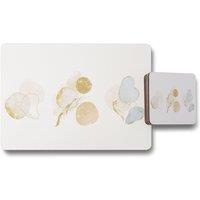 Benjamin Tate Design glitter shiny dreamy blush blue white beige watercolor illustration elements placemat coaster set in Natural