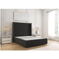 BSSPOKE Ruby Divan Bed Plush Velvet 54 Headboard & No Mattress No Drawers in Black | Size: Super King