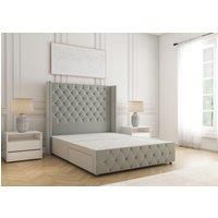 BSSPOKE Ruby Divan Bed Plush Velvet 54 Headboard & No Mattress No Drawers in Silver | Size: King